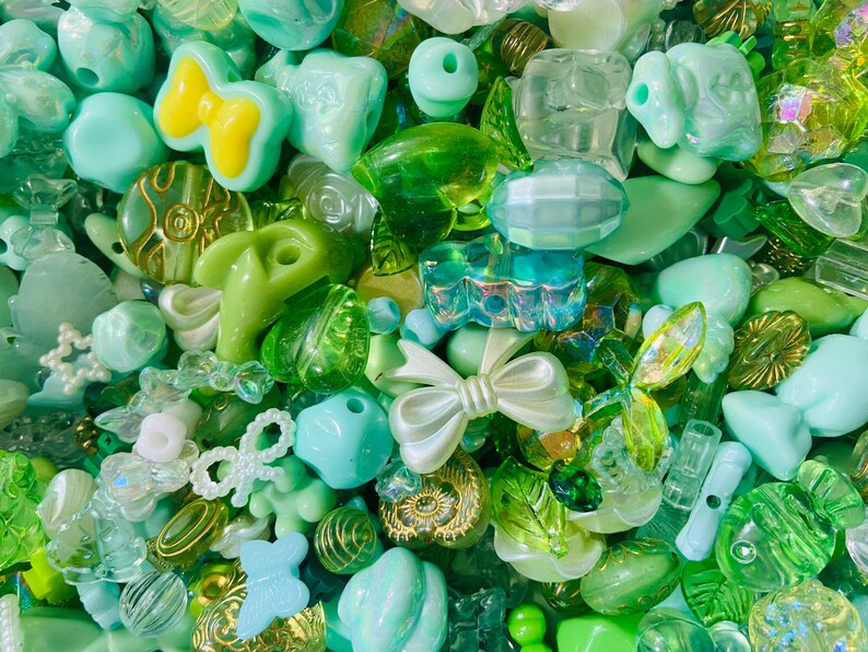 Bead Ring Rave 500grams Green Bead Mix, Rave Jewelry Kandi Bead Mix, Y2K 90s Kawaii ...