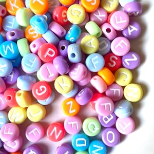 100pcs Acrylic Letter Beads, 7mm Letter Bead for Bracelet DIY, Jewelry Making Letter Besds, Kids Jewelry Making, Birthday Bead Party