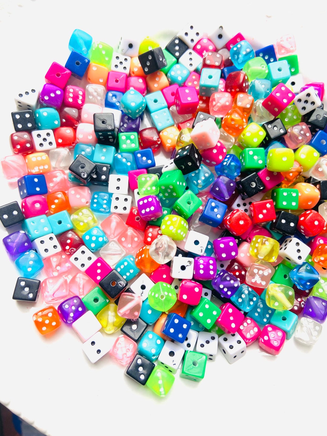 Mixed Dice Beads, 7.58mm, Y2k Kandi Bead Mix, Retro Y2K 90s Jewelry Making, DIY, BFF Bracelet