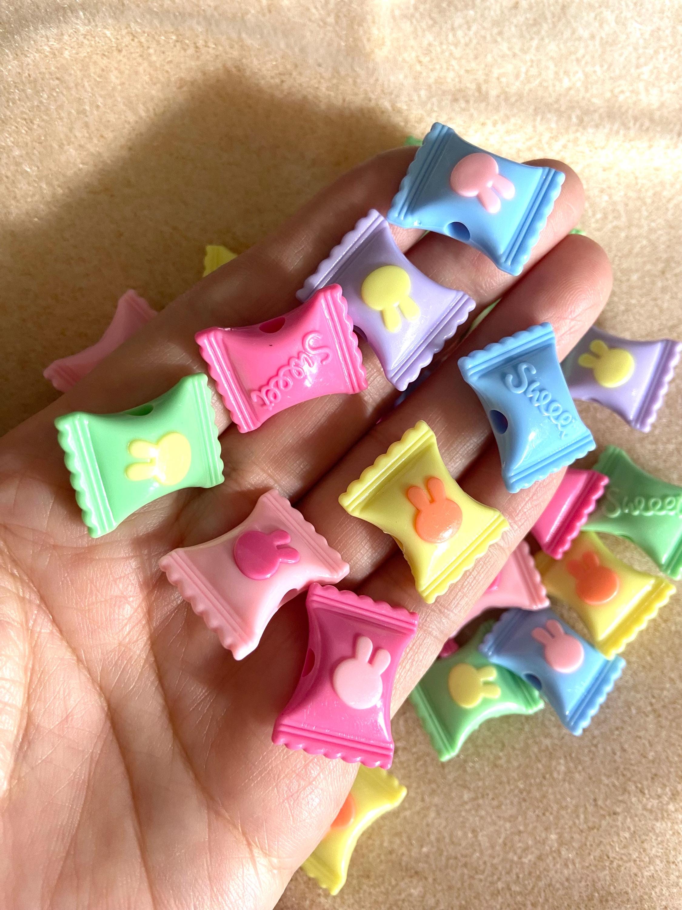 20pcs Pastel Two Tone Bunny Candy Beads, 21mm Two Tone Candy Wrapped ...