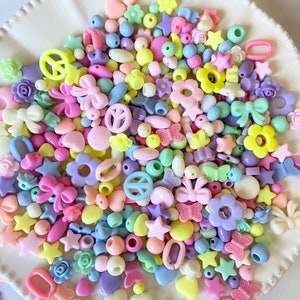 Pastel Kandi Bead Mix, Easter Beads, 50/100pcs Acrylic beads, Easter, Y2K 90s Kawaii Mixed Beads, DIY, BFF Bracelet Bead Soup, Bead Confetti