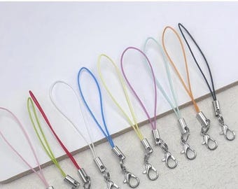 4 or 10pcs Phone Charm Strap Lanyard, Pink Silver Clasp, Crafts Keychain Accessory
