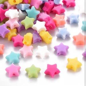 50 Pastel Small Star Acrylic Beads, 8mm, Star beads, Kandi Beads, Y2K 90s Kawaii Mixed Beads, Kids Craft supplies image 1