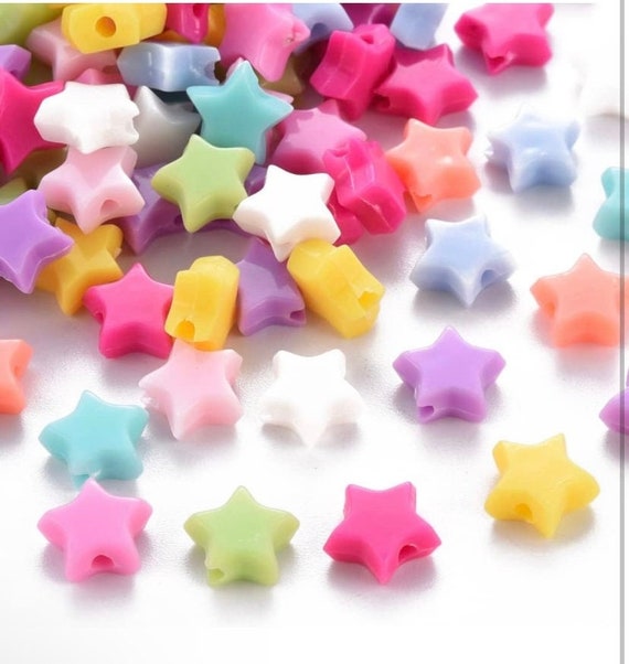 Pastel Small Star Acrylic Beads, 8mm, Star beads, Kandi Beads, Y2K 90s Kawaii Mixed Beads, Kids Craft supplies