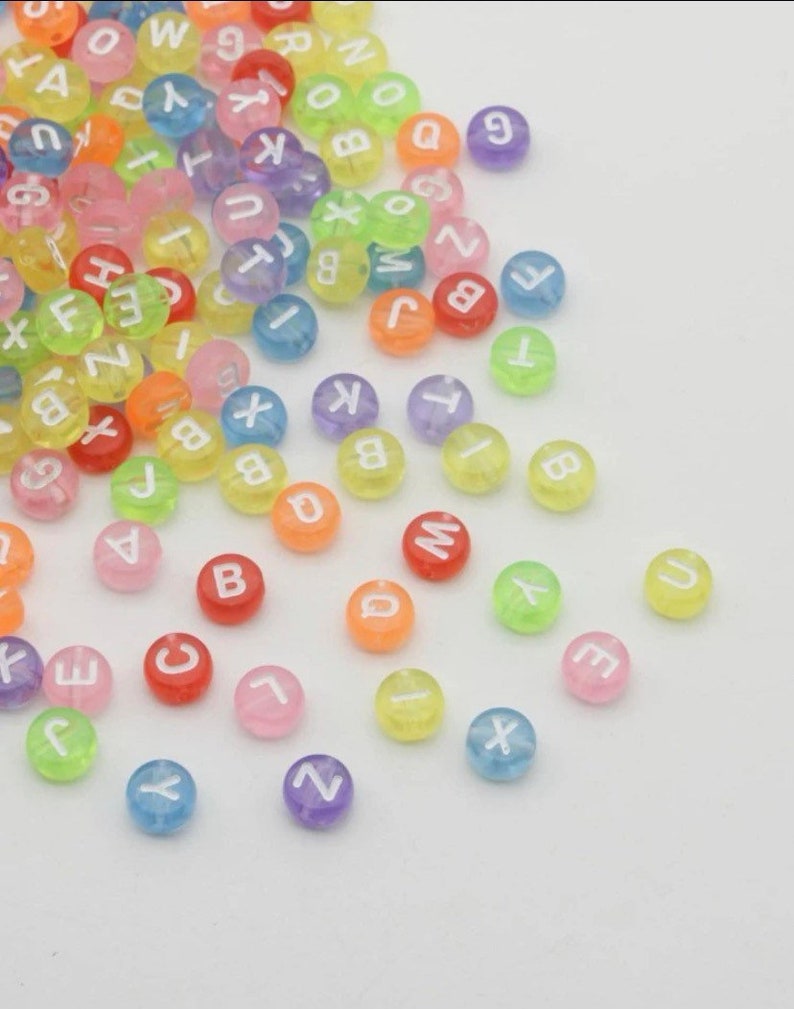 400pcs Rainbow Transparent Acrylic Letter Beads - 7mm Multicolor bild 2