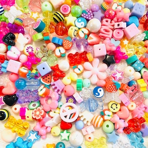 100pc+ Rave Jewelry Kandi Bead Mix, Rainbow Bead Soup, Y2K 90s Kawaii Mixed Beads, BFF Bracelet diy, Kidcor, Bead confetti, Kandi beads #78