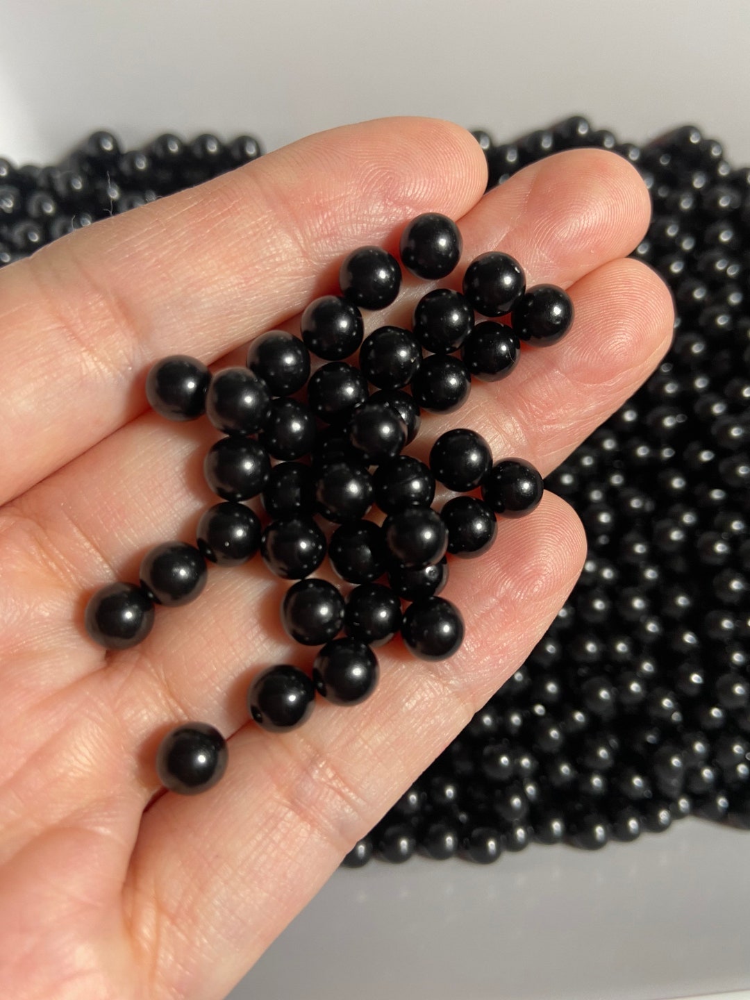 6mm Black Boba Beads Boba Caviar Pearl Beads No Hole Fake Etsy