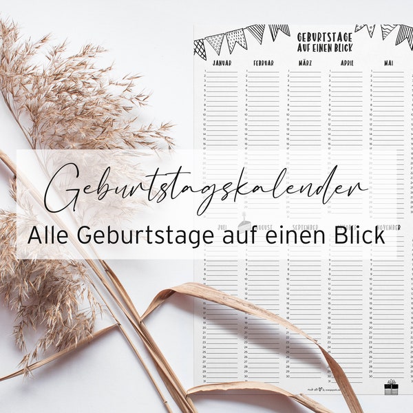 Geburtstagskalender – Alle Geburtstage auf einen Blick