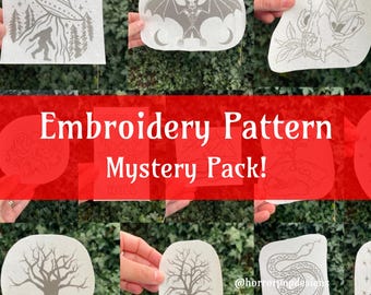 Mystery Bundle of 6 (six) Embroidery Pattern - Stick and Stitch style