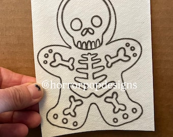 Skeleton Gingerbread Man Christmas Embroidery Pattern - Stick and Stitch