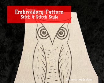 Owl Embroidery Pattern - Stick and Stitch style