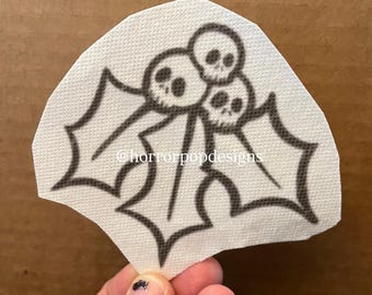 Holly Berry Skulls Christmas Embroidery Pattern - Stick and Stitch