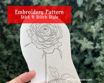 Eyeball Rose Embroidery Pattern - Stick and Stitch style