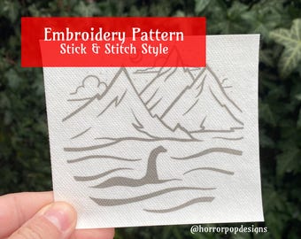 Loch Ness - Champie Monster Embroidery Pattern - Stick and Stitch style