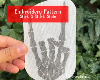 Skeleton Metal Hand Embroidery Pattern - Stick and Stitch style