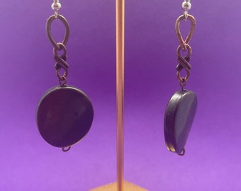OOAK stone and metal art earrings