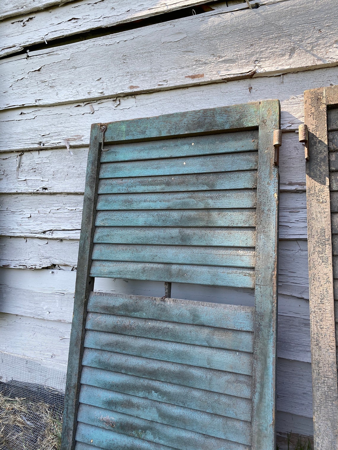 Antique Wooden Shutters DISTRESSED louvered shutter door Etsy