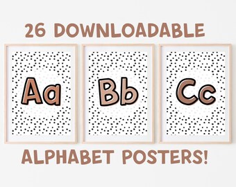 Digital Download Classroom Decor, Printable Alphabet Posters, Print ABC Posters, Boho Classroom Poster Set, Boho Class Decor