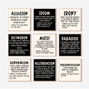 Digital Download School Classroom Decor, Figurative Language Posters, Printable English Poster Set, Learning Posters Set