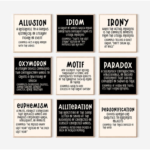 Printable Figurative Language Posters High School English Etsy