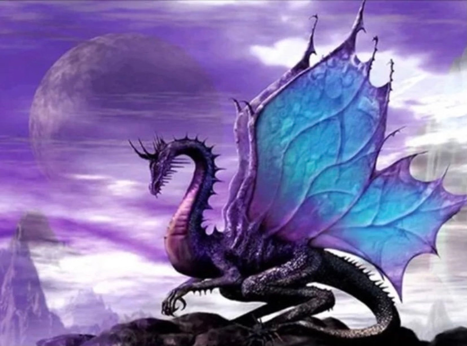 DIY Fantasy Magical Purple and Blue Dragon Decor Partial Drill Diamond ...