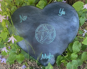 Leather multi chrome pentagram heart shaped pendulum mat