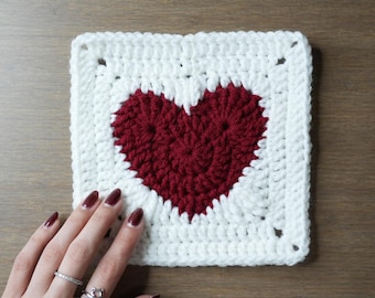 Large Heart Granny Square Pattern | Crochet Large Heart Applique | PDF Pattern