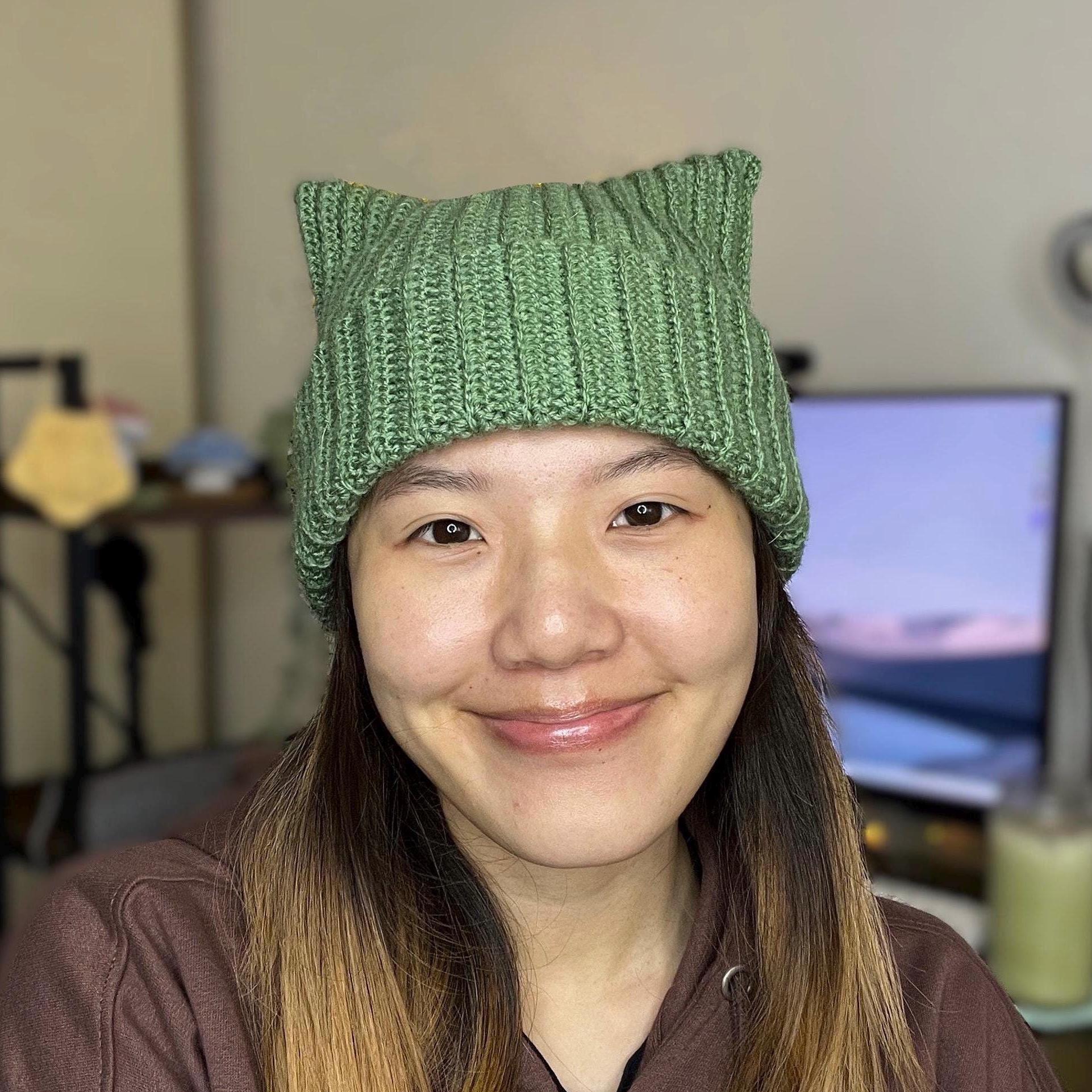 Bonnet à Oreilles De Chat Pour Femme - Style Vintage Rayé - Chaud, élastique, Pelucheux - Pour L'hiver