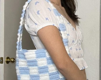 Karierte Schultertasche Muster | Häkeltasche Muster | PDF Schnittmuster & Nähanleitung