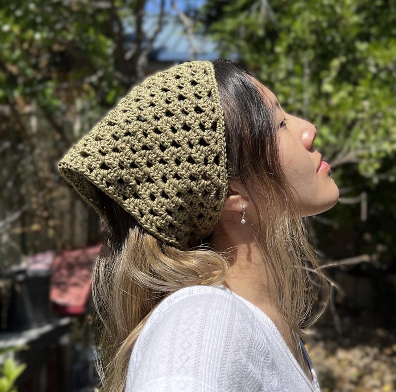 Granny Triangle with Video crochet bandana pattern listing photo by VivCrochets