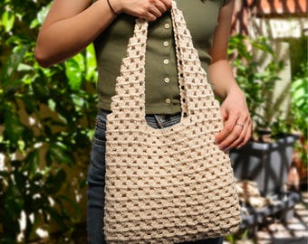 Mesh Einkaufstasche häkeln Muster & Anleitung | Oma Stitch Tasche | Gehäkelte Alltags Tragetasche | PDF Häkeltasche-Anleitung
