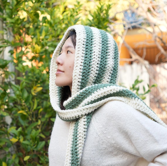Crochet Hooded Scarf Pattern | Crochet Scoodie | Crochet Scarf with Hood | Striped Scoodie | PDF Pattern & Tutorial