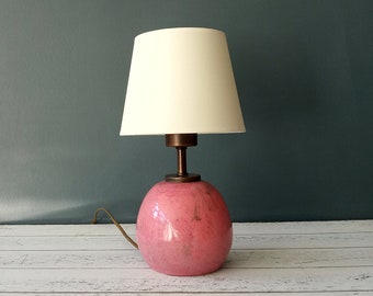 Handmade Pink Bedside Lampshade, Ceramic Table Lamp, Christmas Gift