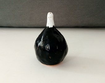 handmade ceramic black and white pear sculpture