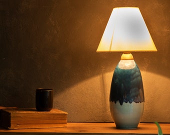 Handgemaakte aardewerk tafellamp, keramische bedlamp, huisverlichting, nieuw huiscadeau, Moederdagcadeau