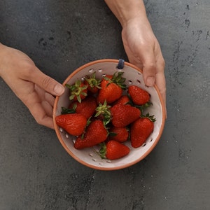 Handmade ceramic strainer, berry colander, fruit bowl, vegetable colander