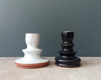 Candelabro de cerámica, hecho a mano, opción de color blanco o negro, meditación de yoga, regalo de spa