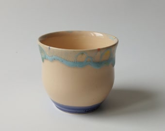 Handmade Pottery Ceramic Glass, Underglaze Pattern.