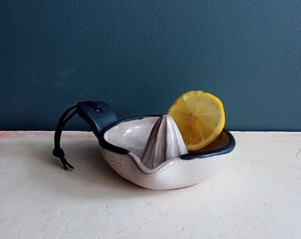 Handmade Beige and Black Lemon Squeezer, Modern Citrus Juicer, New Home Gift, Chef Gift