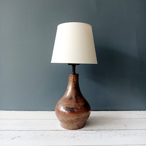 Brown Bedside Lamp, Handmade Pottery Table Lampshade, Bedroom Lamp, Desk Lamp, Home Lighting