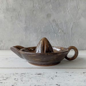 Handmade Pottery Lemon Juicer: Brown Glaze Kitchen Squeezer
