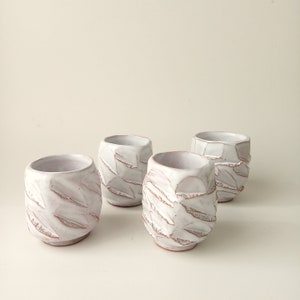 Kurinuki Little Cup Shot Glass Set of 4, Liqueur Glass Set, Ceramic Glass