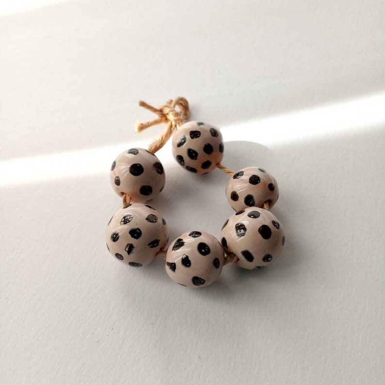 Ceramic Beads, Glazed bead. Aprox 1.3 to 1.8 cm. image 3