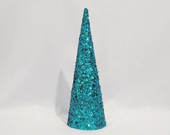 Mediterran Blau Glitzer Baum: Handgemachte Party Dekoration
