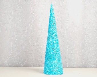 Hellblauer Glitzerbaum: Handgemachtes Babyparty-Mittelstück