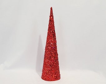 Rubinroter Glitzer-Weihnachtsbaum: Handgemachter Partyschmuck