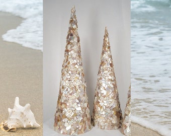Handmade Mosaic Seashell Tree: Coastal Wedding Centerpiece