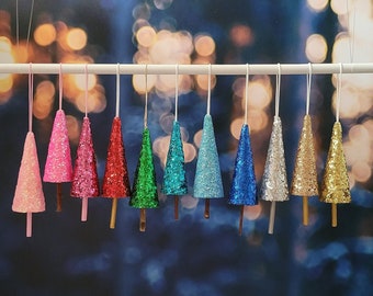Handgemachte Mini Glitter Weihnachtsbaumschmuck: Urlaub Dekor