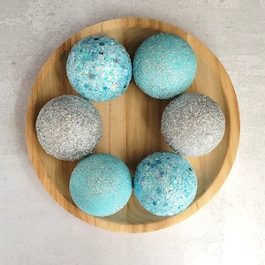 Handmade Glitter Balls: Silver & Blue Holiday Decor