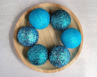 Teal Glitter Balls: Handmade Decorative Bowl Filler, Party Decor